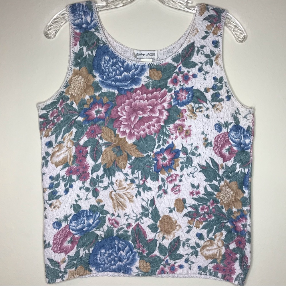 Vintage sleeveless blouse floral tapestry sweater - Picture 6 of 6